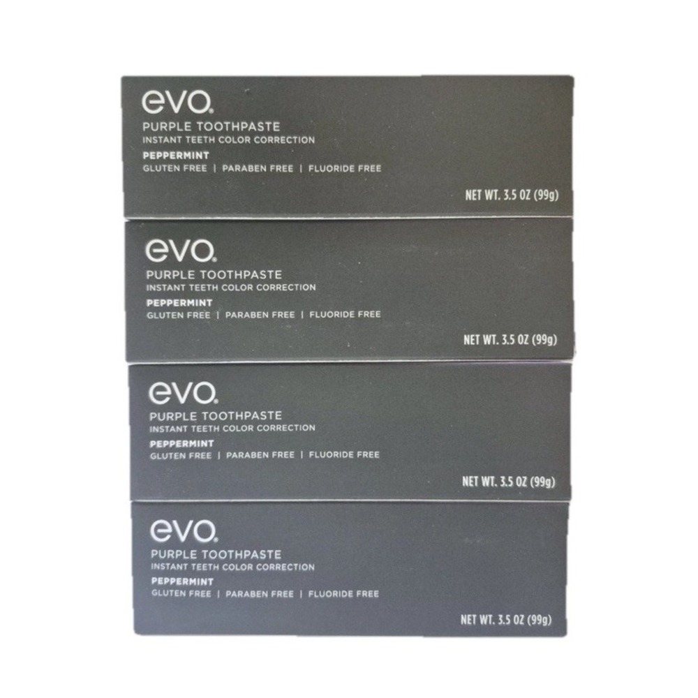 Evo Purple Toothpaste Instant Teeth Color Correction Peppermint 3.5oz 4 Pack